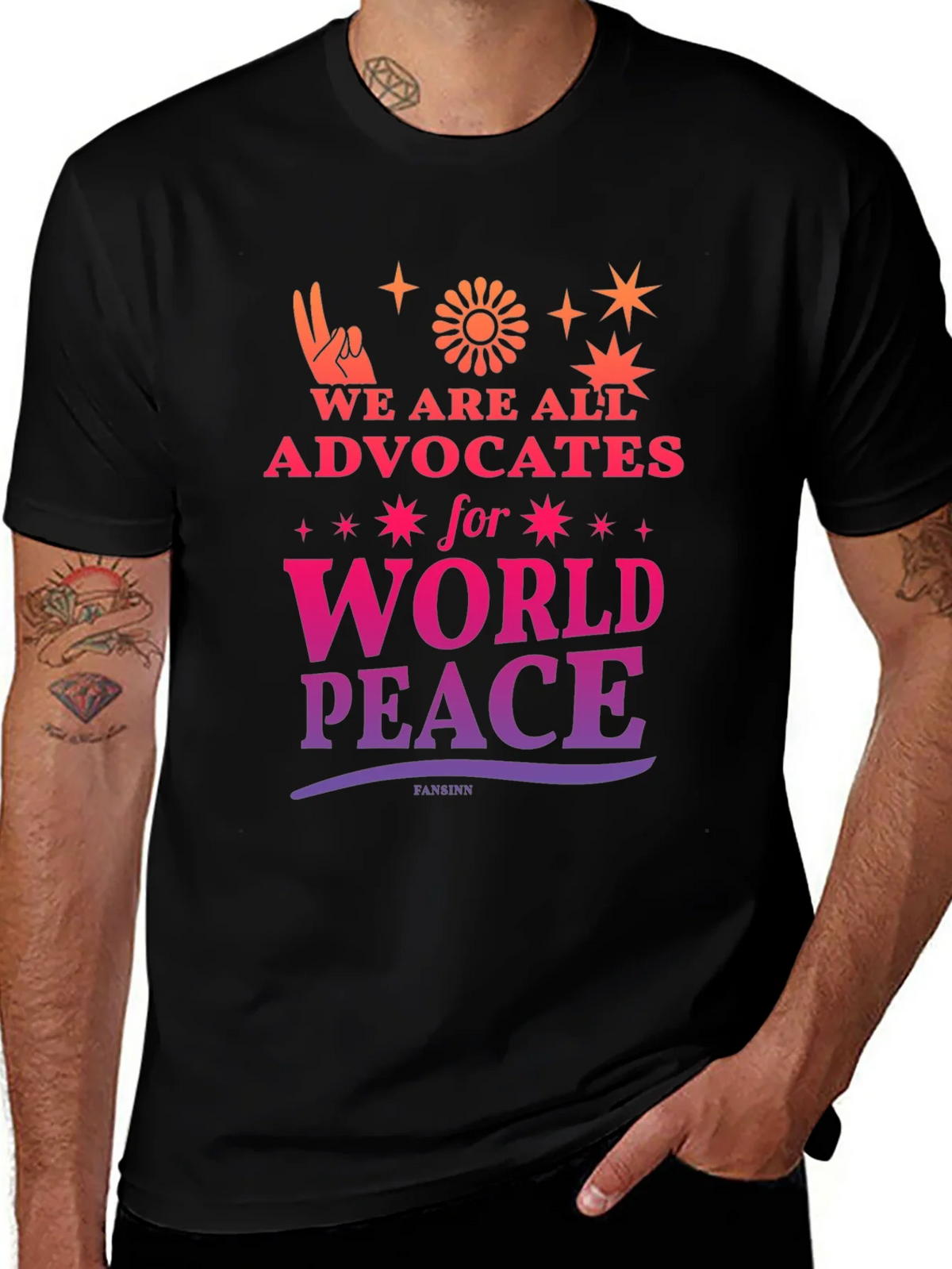 Advocates for World Peace Graphic Tee - Black product image 1