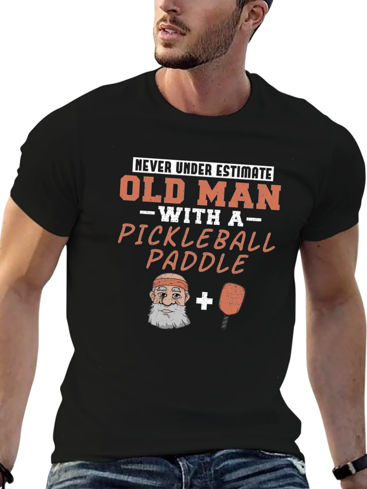 Old Man Pickleball Paddle Funny Graphic Tee product image 5