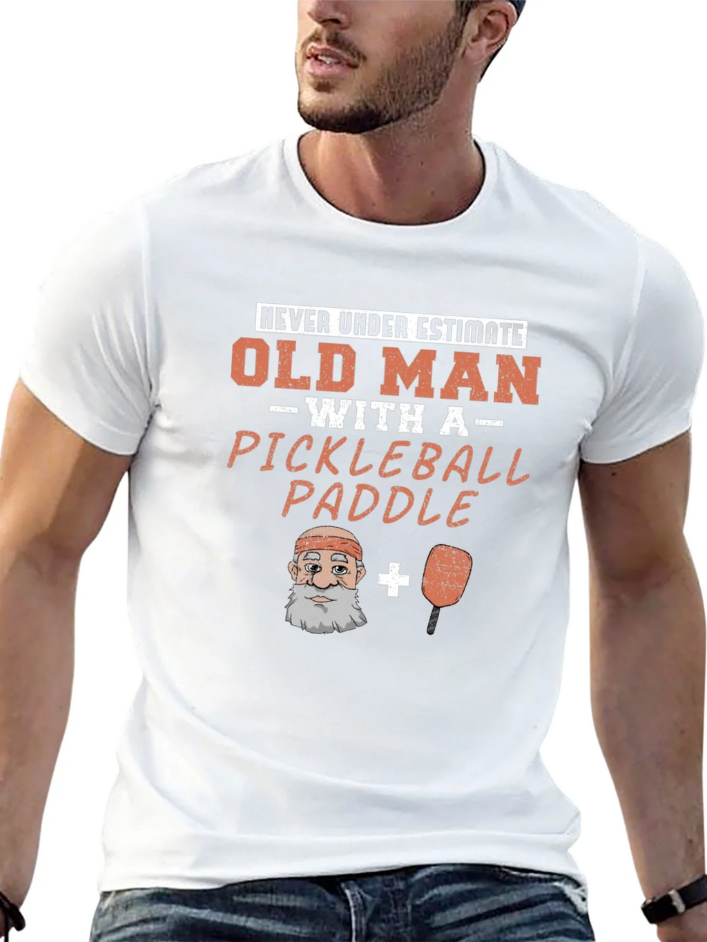 Old Man Pickleball Paddle Funny Graphic Tee product image 11