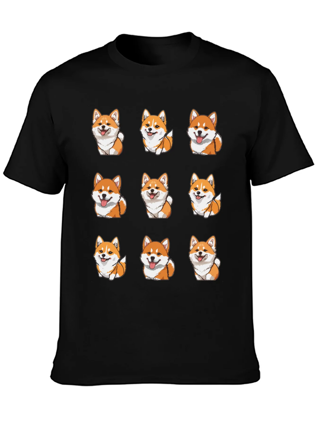 Corgi Dog Pattern Black T-Shirt product image 3