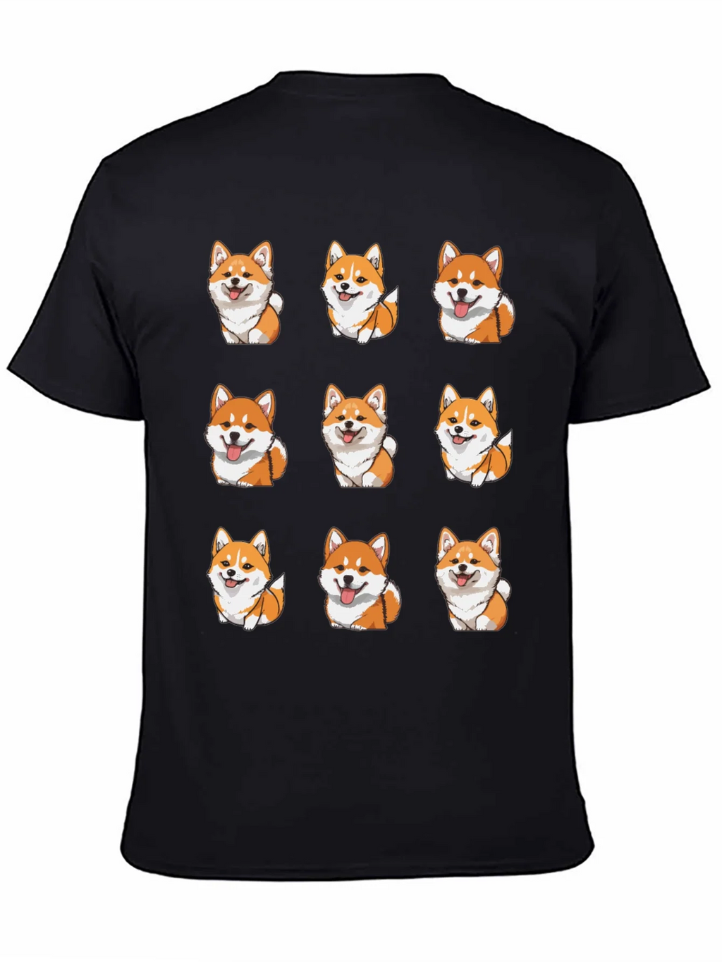 Corgi Dog Pattern Black T-Shirt product image 4