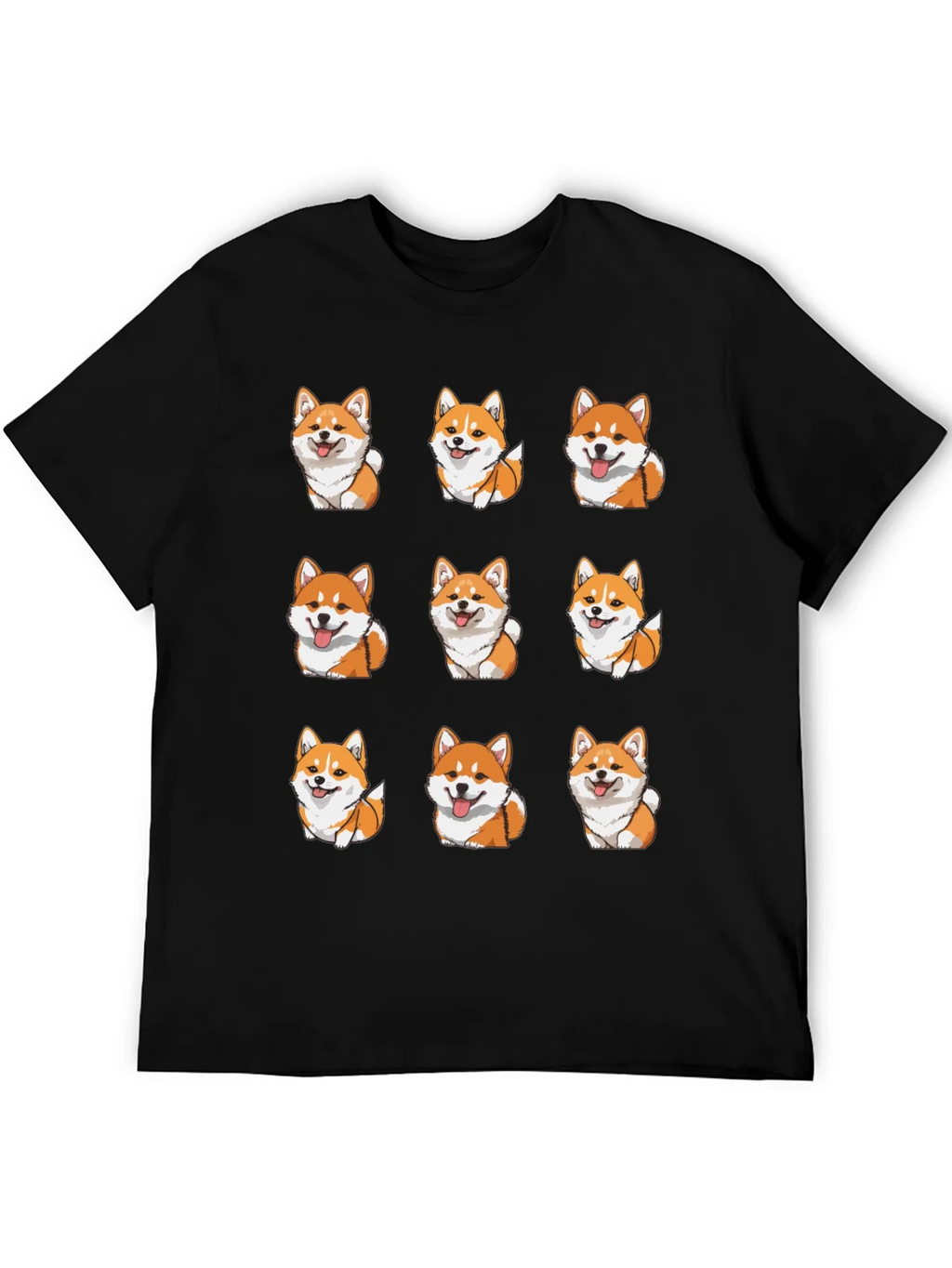 Corgi Dog Pattern Black T-Shirt product image 5