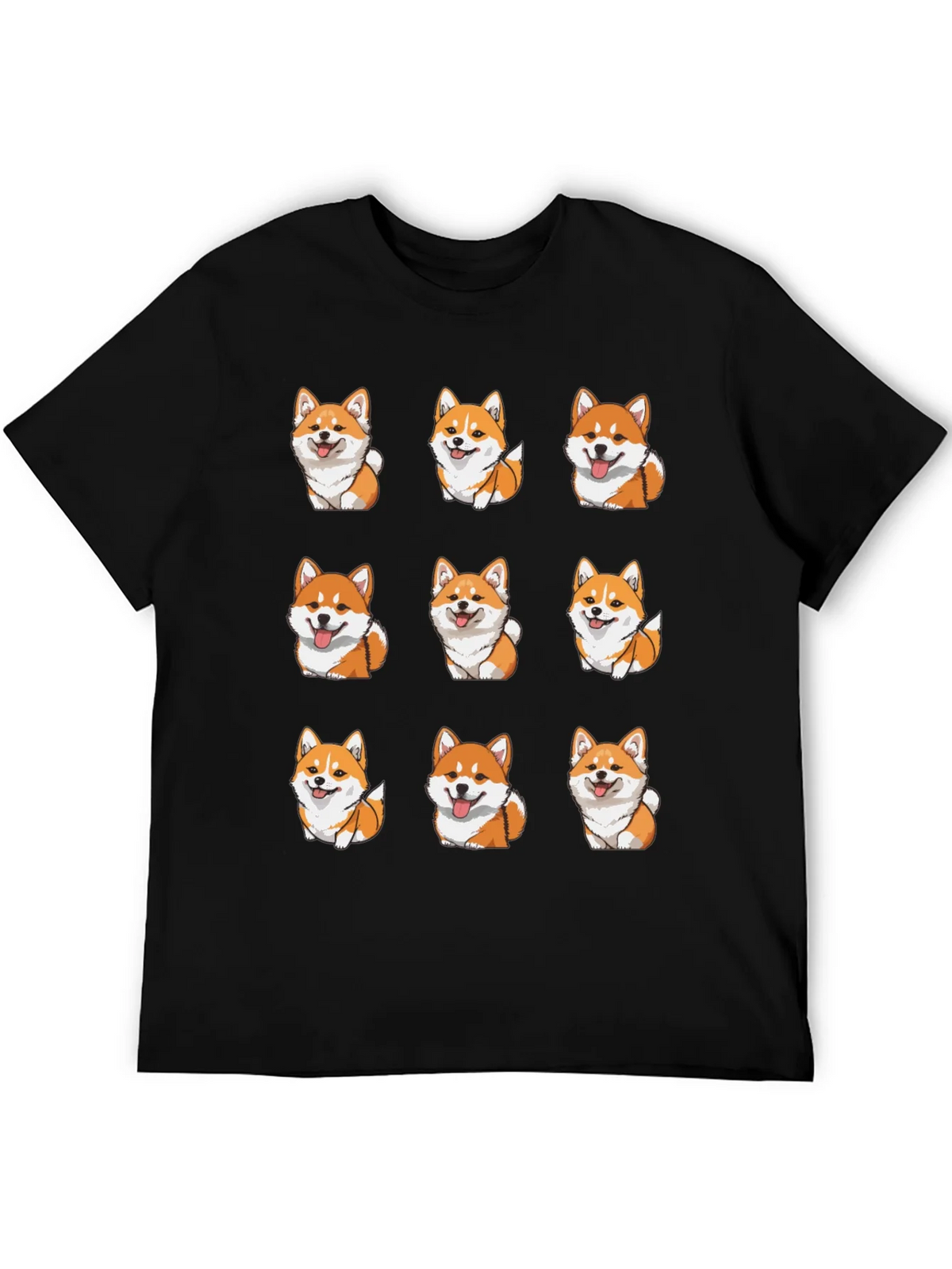 Corgi Dog Pattern Black T-Shirt product image 5