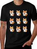 Corgi Dog Pattern Black T-Shirt product image 1