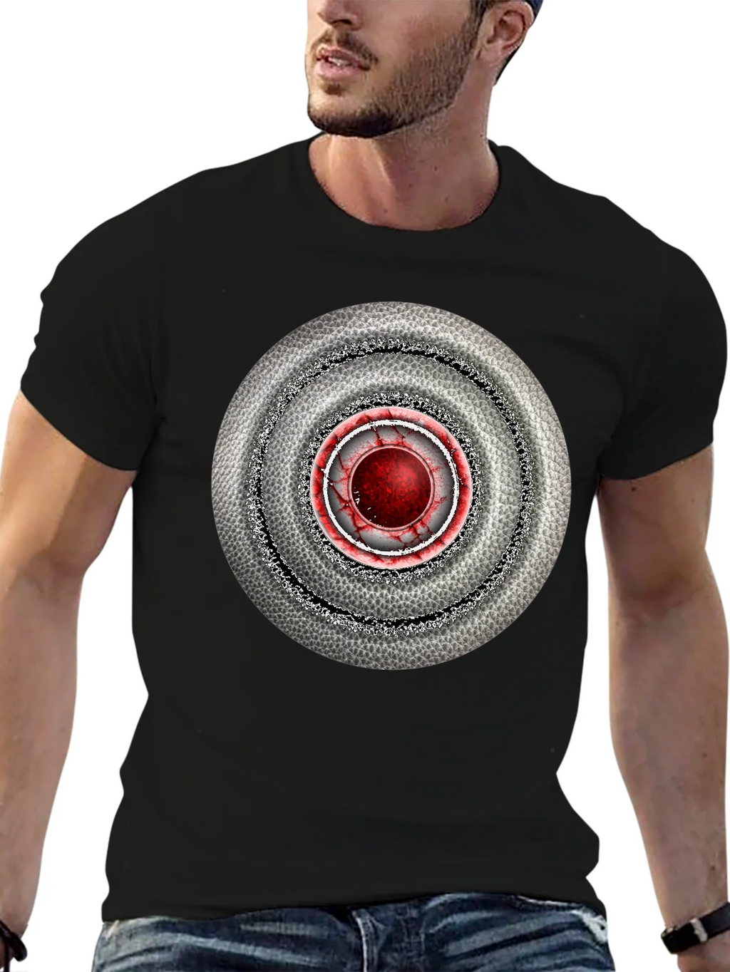 Abstract Target Graphic Mens Black T-Shirt product image 6