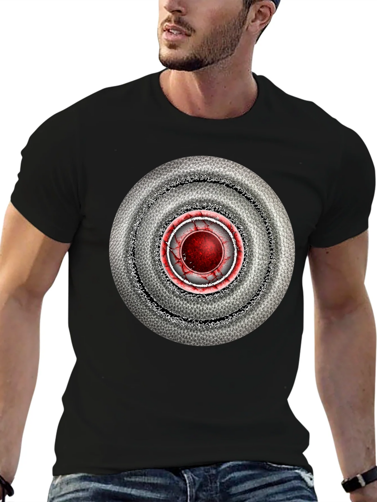Abstract Target Graphic Mens Black T-Shirt product image 6