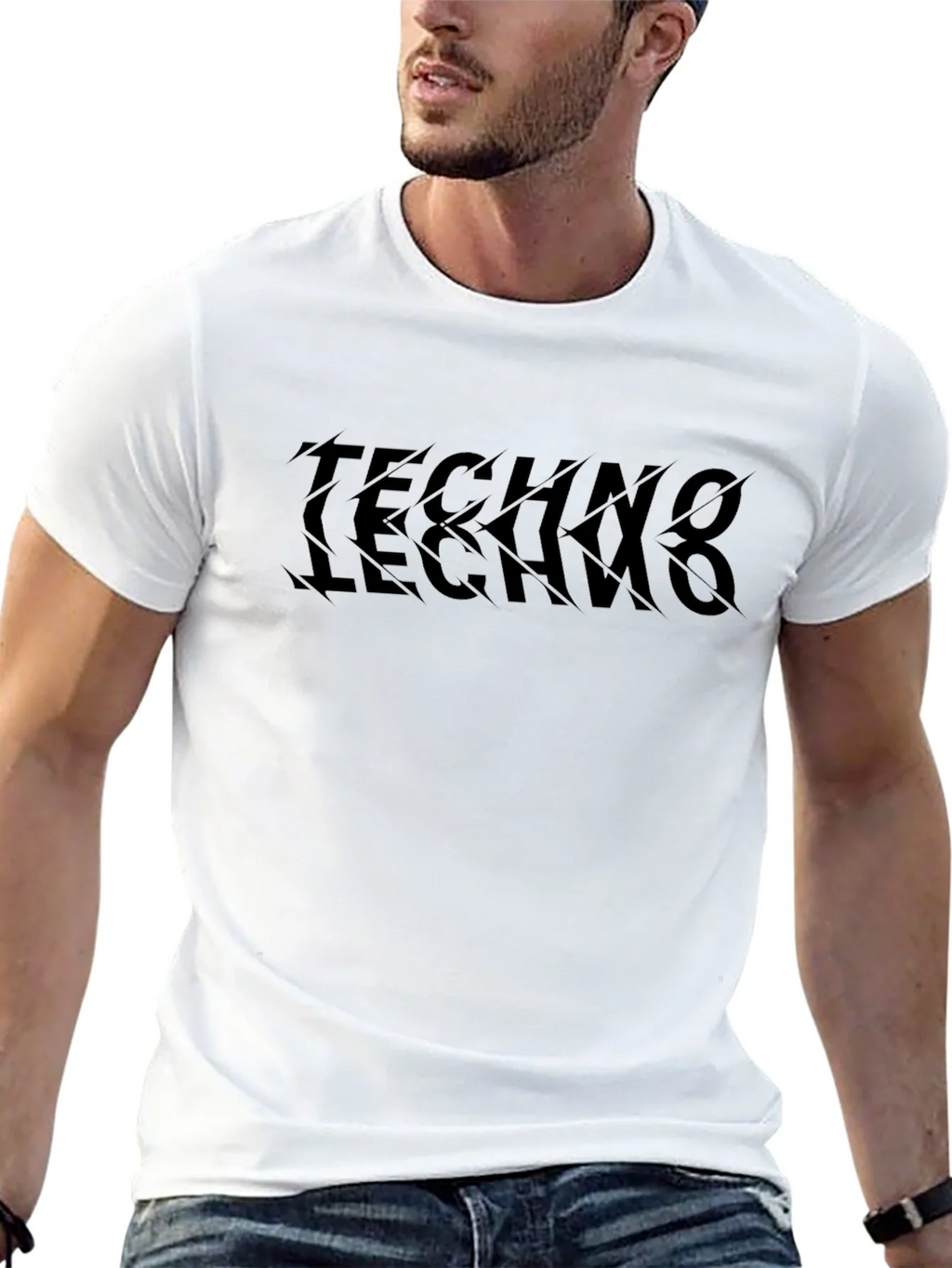 Techno Text Tee - Edgy Graphic Print T-Shirt product image 10