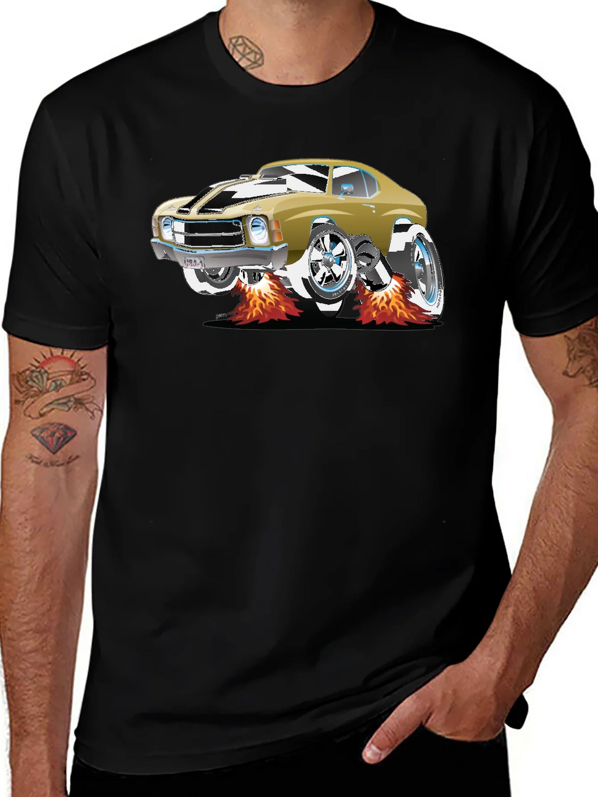 Car Graphic Tee - Black Cotton T-Shirt product image 1