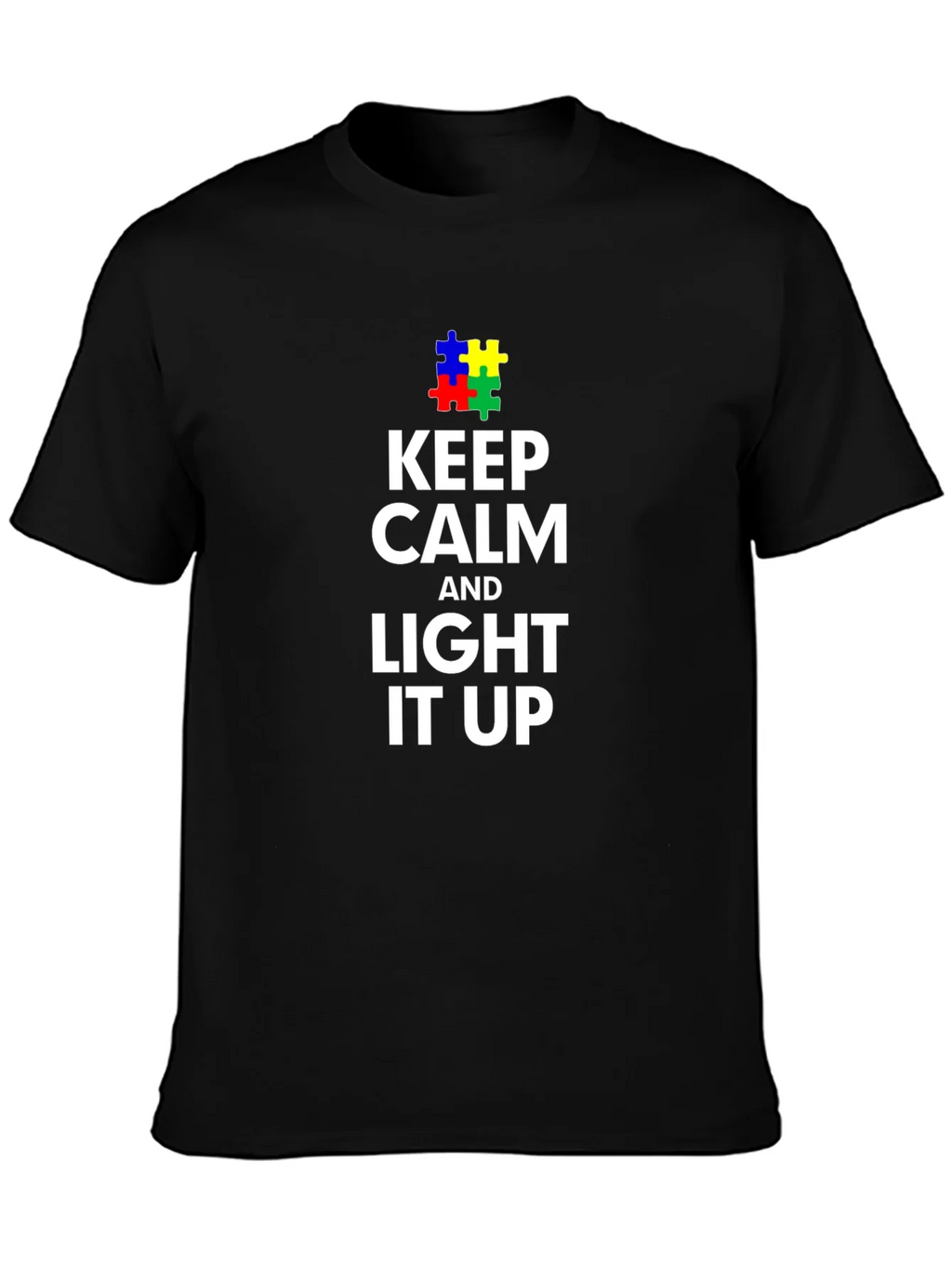Keep Calm and Light it Up Autism Awareness T-Shirt product image 3