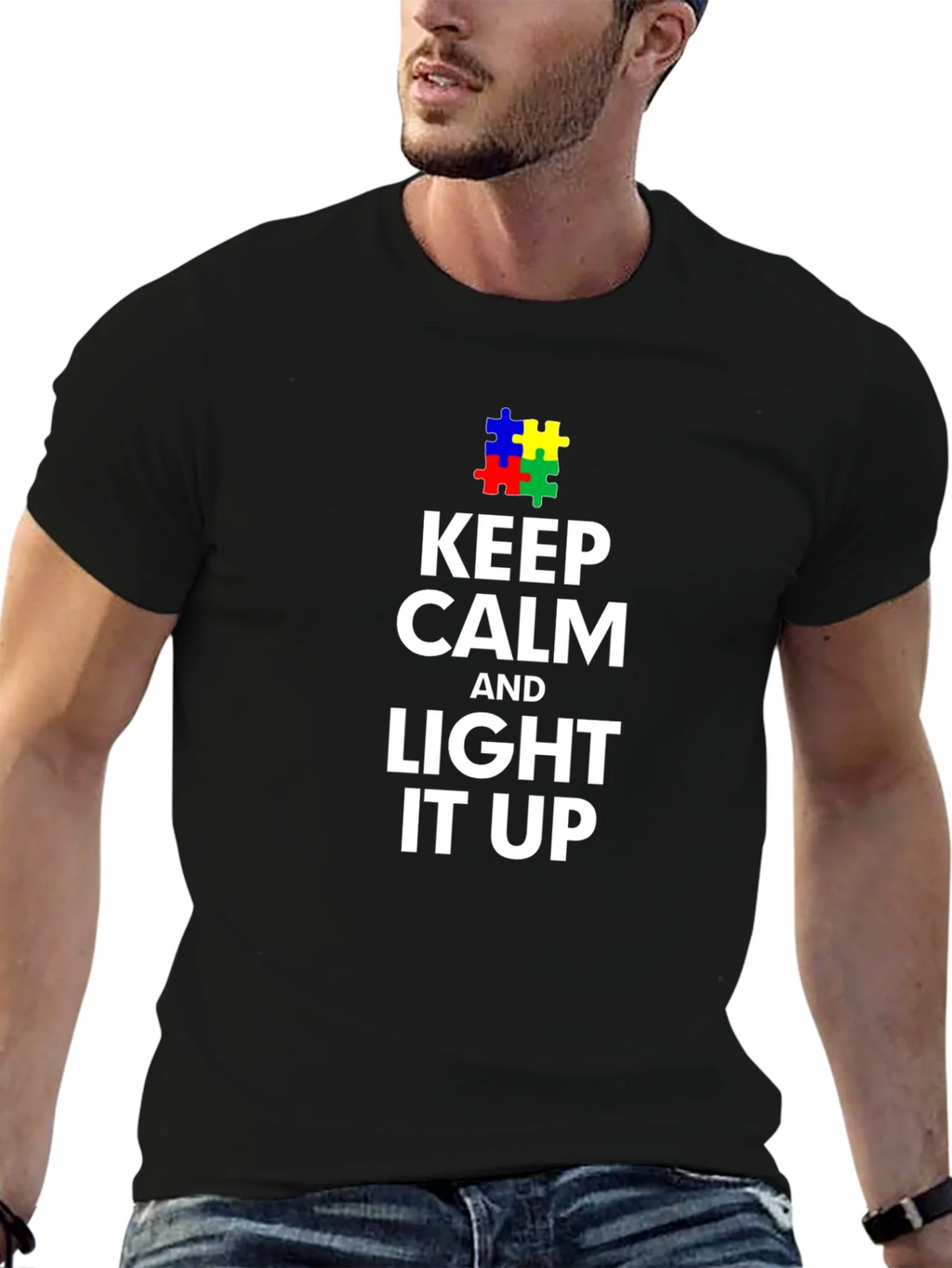 Keep Calm and Light it Up Autism Awareness T-Shirt product image 6