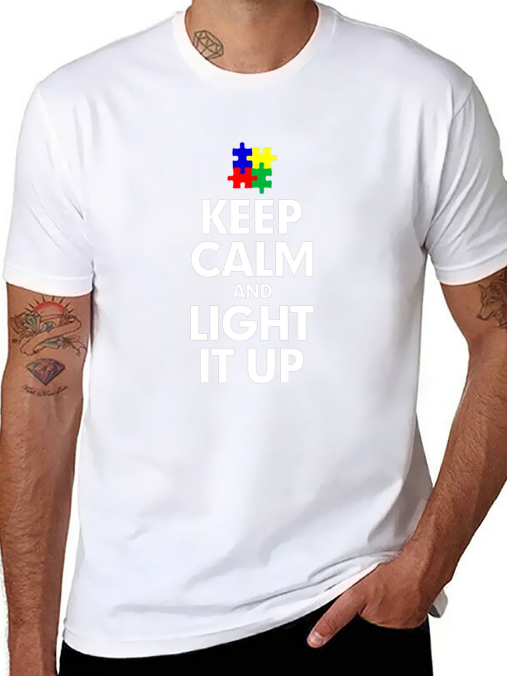 Keep Calm and Light it Up Autism Awareness T-Shirt product image 7