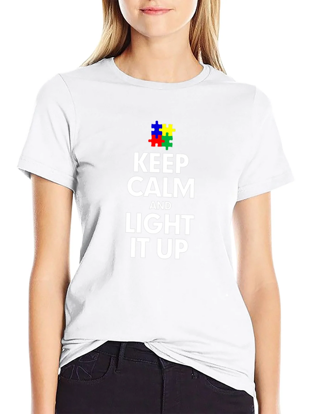 Keep Calm and Light it Up Autism Awareness T-Shirt product image 8