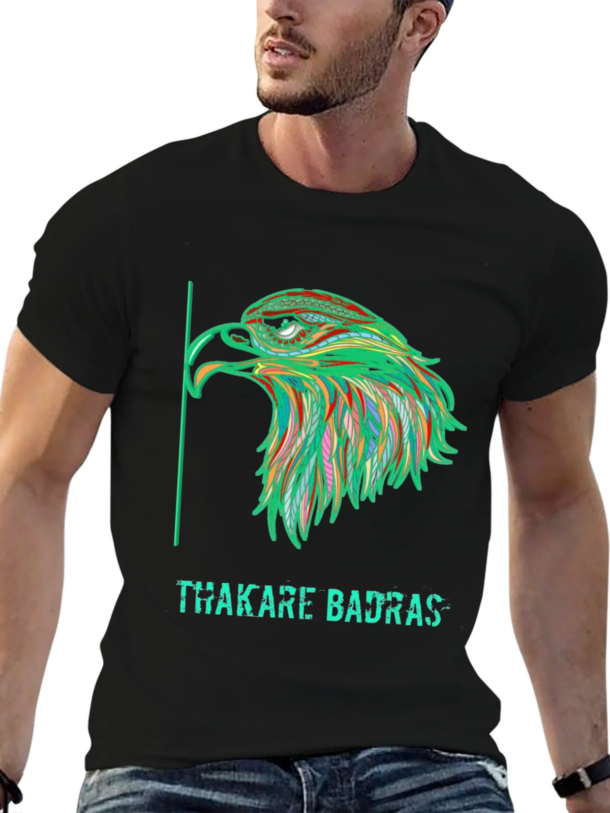 Bold Eagle Graphic Print Black T-Shirt product image 6