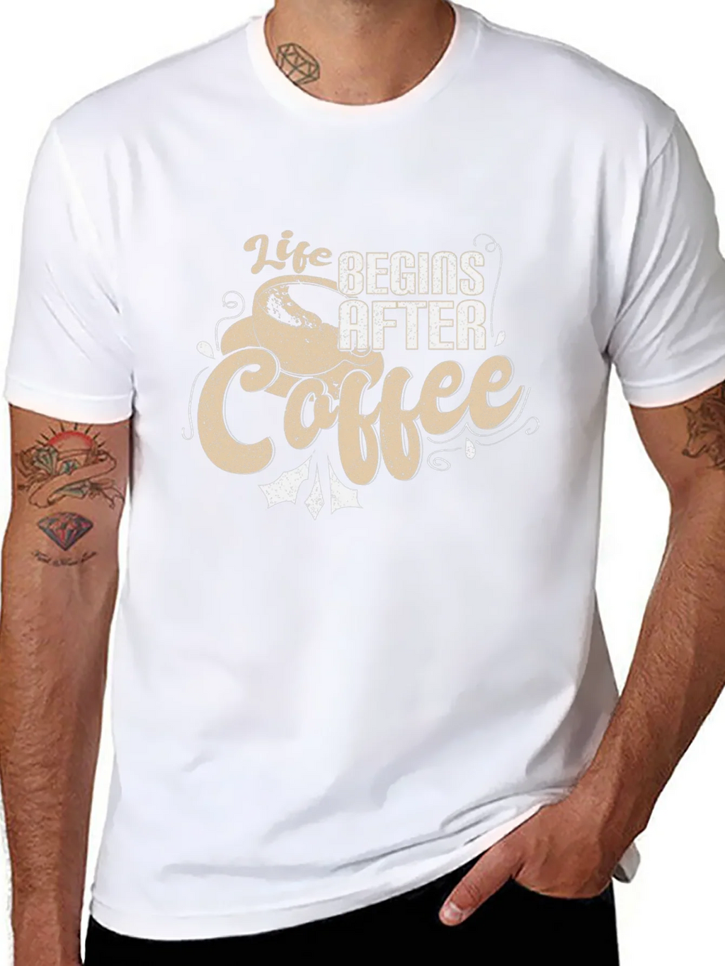 Life Begins After Coffee Graphic Tee - Black product image 7
