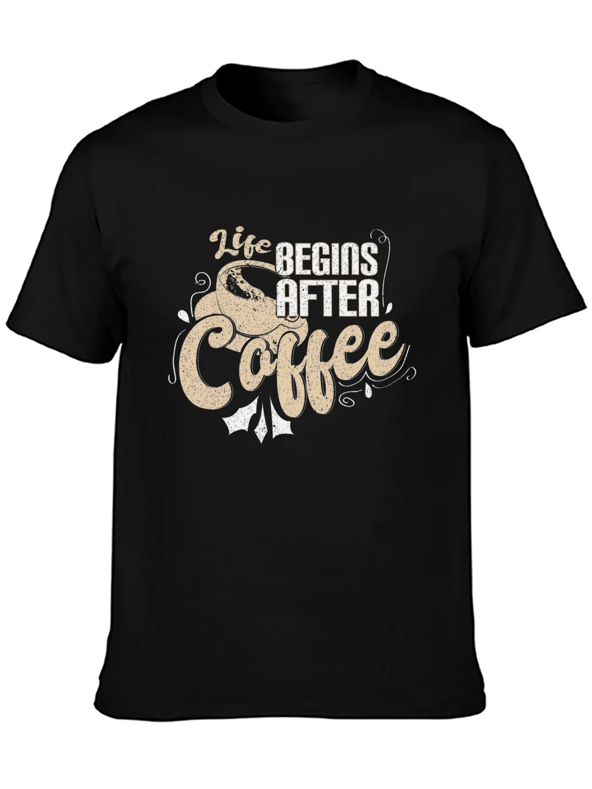 Life Begins After Coffee Graphic Tee - Black product image 3