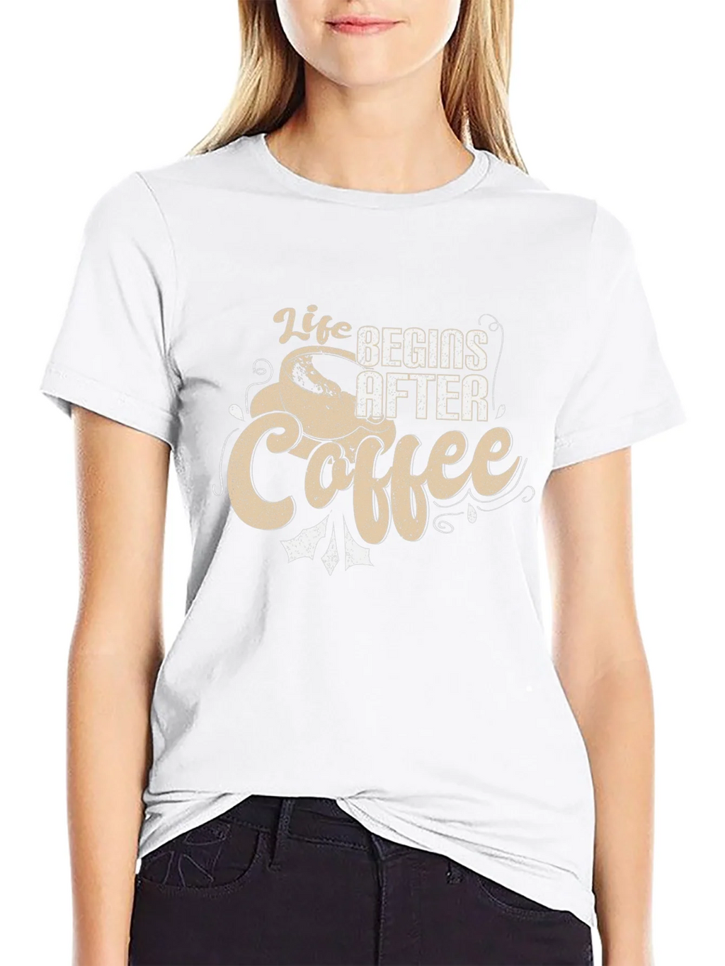 Life Begins After Coffee Graphic Tee - Black product image 8