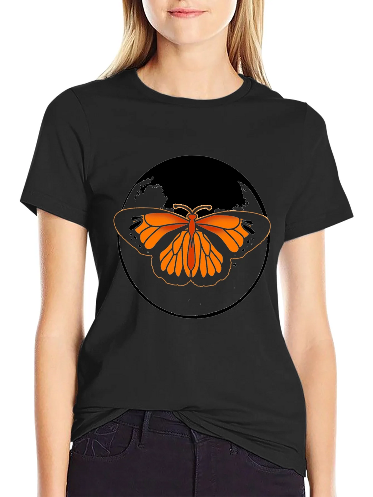 Butterfly Graphic Tee - Black Casual T-Shirt product image 2