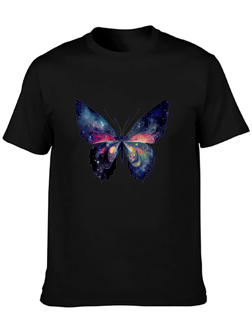 Galaxy Butterfly Graphic Tee - Black Cotton T-Shirt product image 3