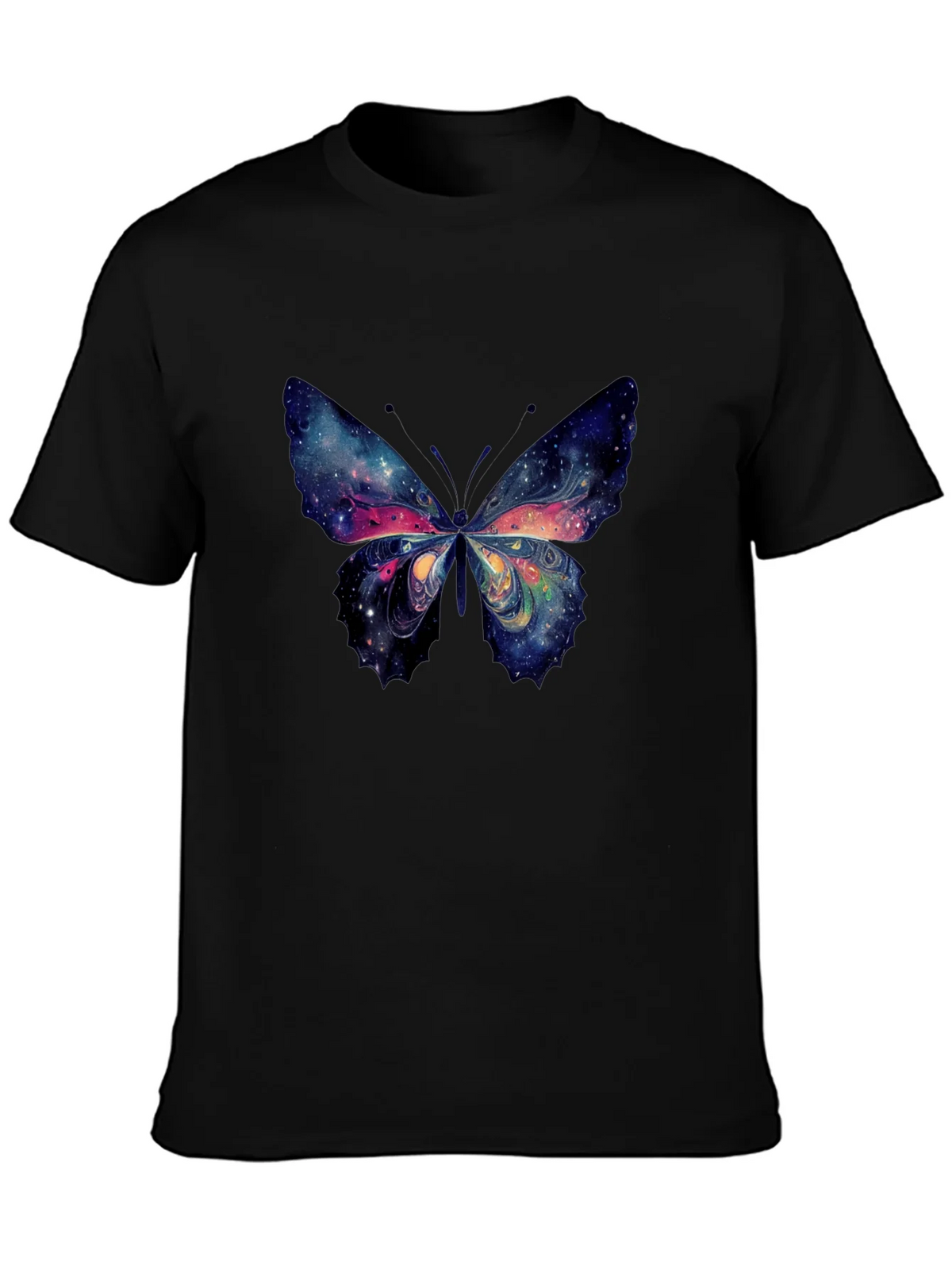 Galaxy Butterfly Graphic Tee - Black Cotton T-Shirt product image 3