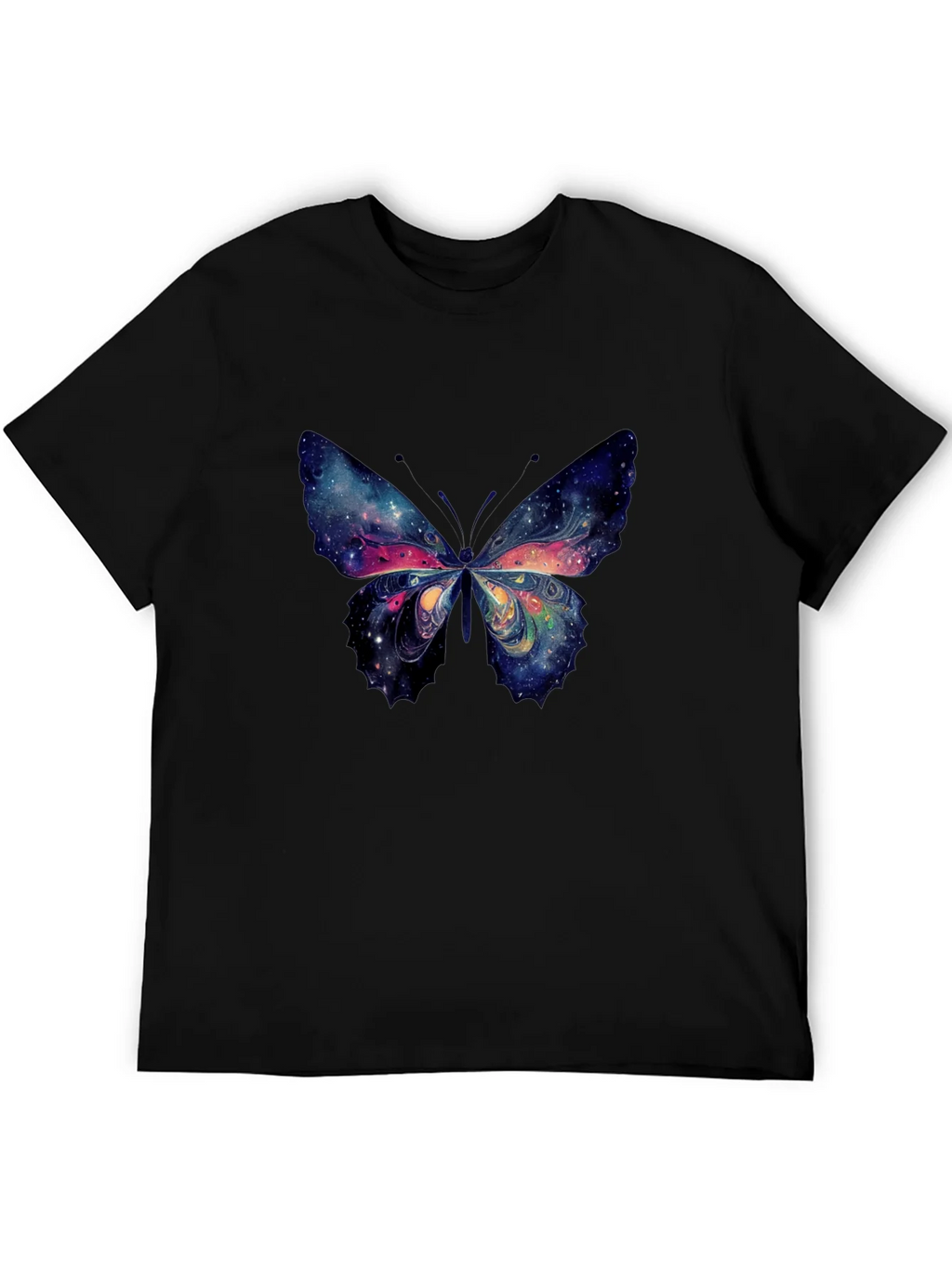 Galaxy Butterfly Graphic Tee - Black Cotton T-Shirt product image 4