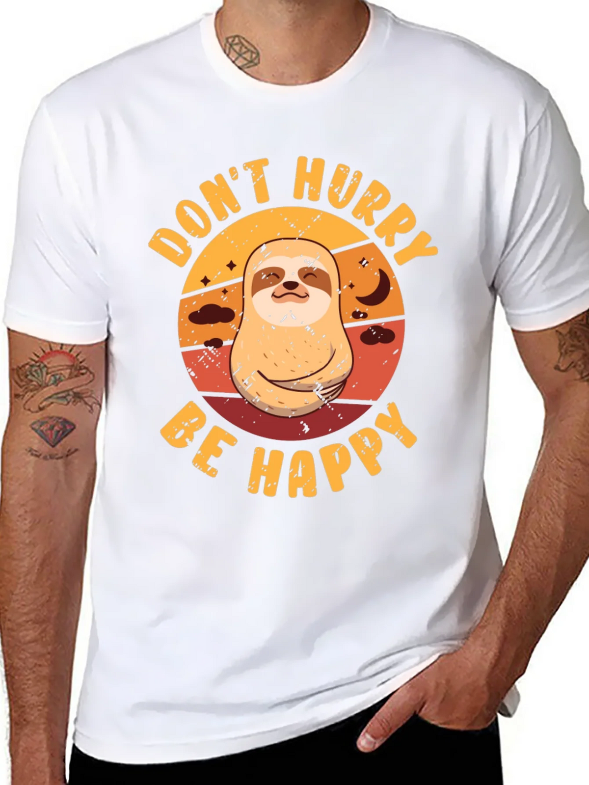 Dont Hurry Be Happy Sloth Graphic Tee product image 7