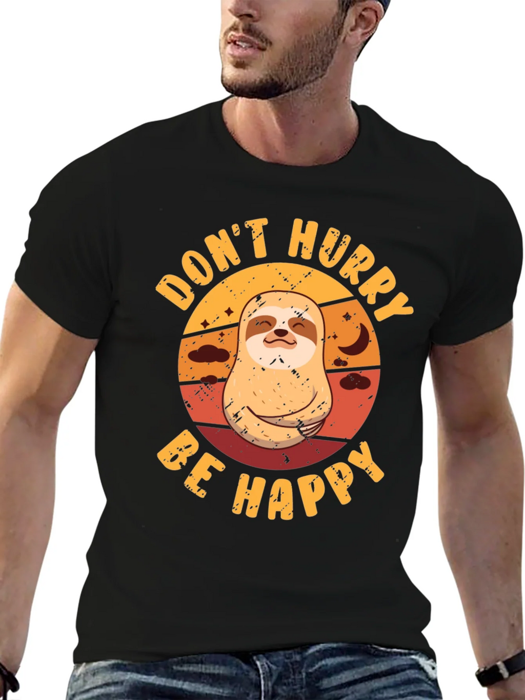 Dont Hurry Be Happy Sloth Graphic Tee product image 6