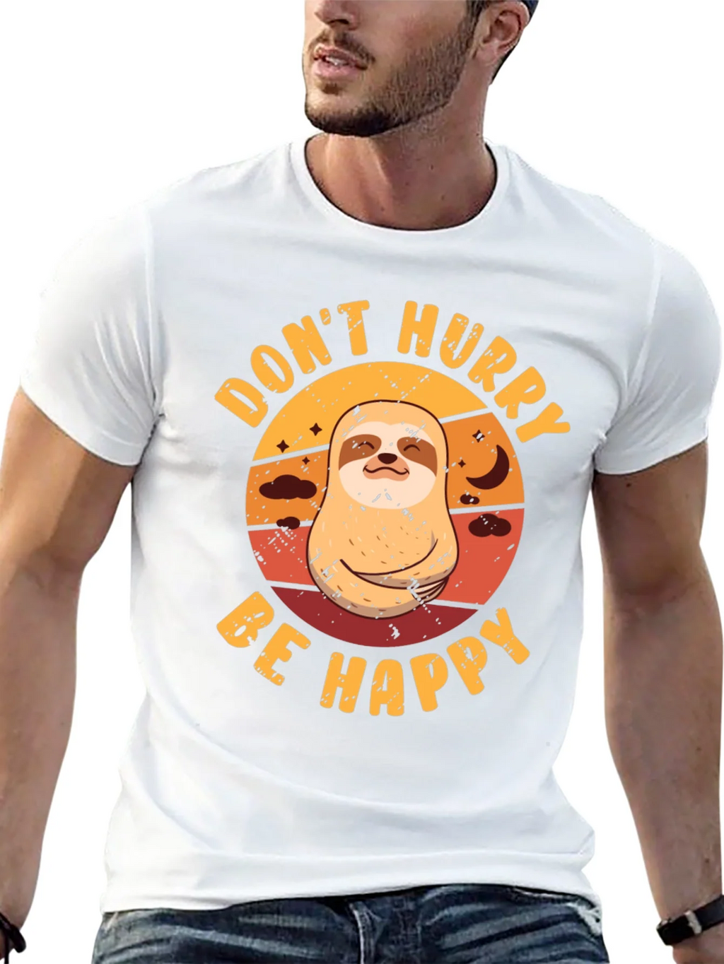 Dont Hurry Be Happy Sloth Graphic Tee product image 12