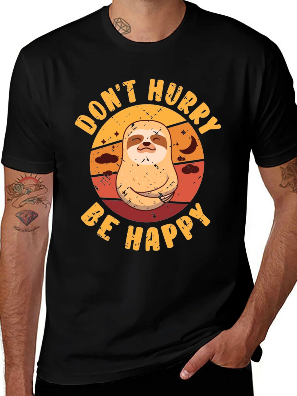 Dont Hurry Be Happy Sloth Graphic Tee product image 1