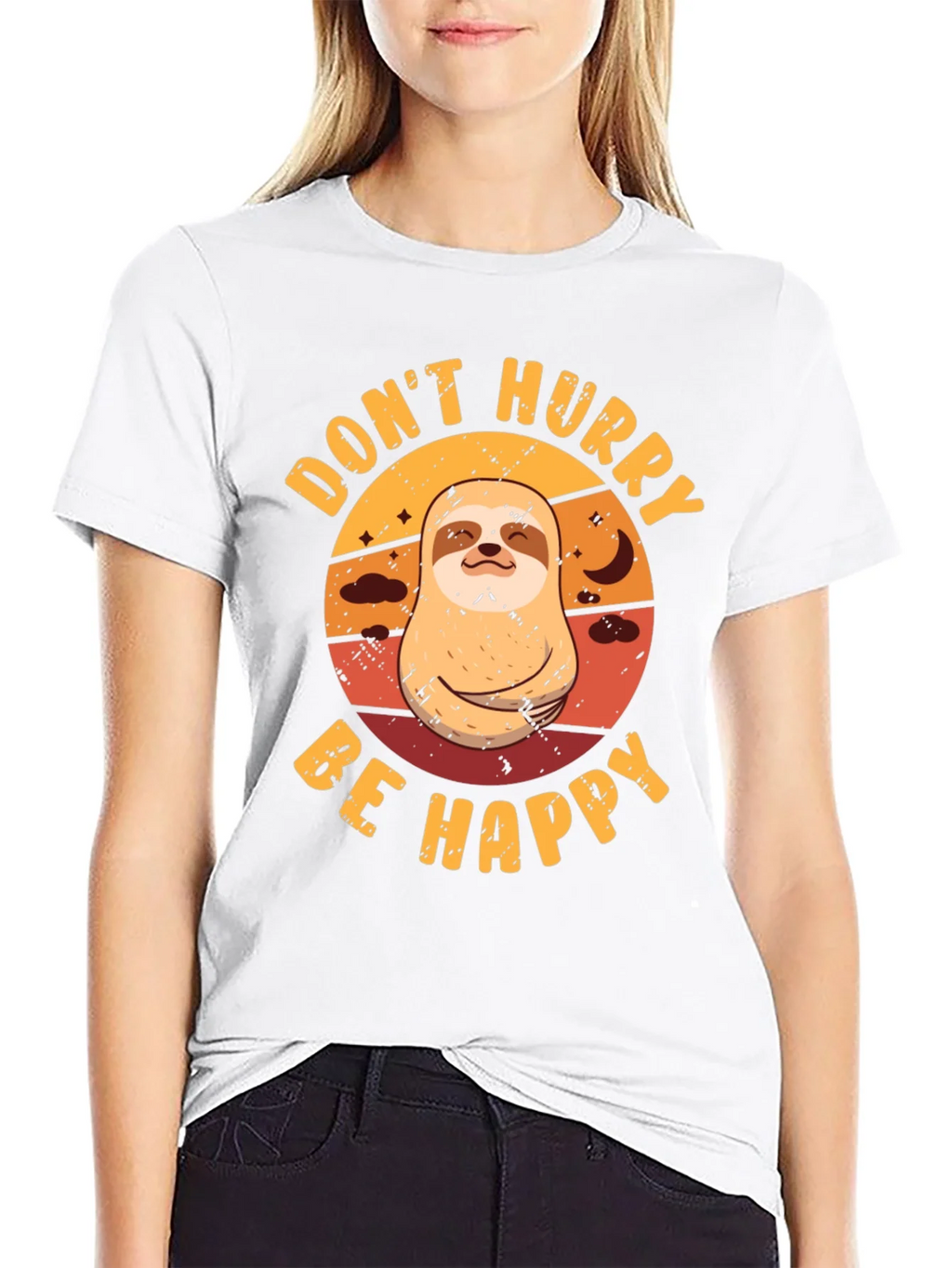 Dont Hurry Be Happy Sloth Graphic Tee product image 8