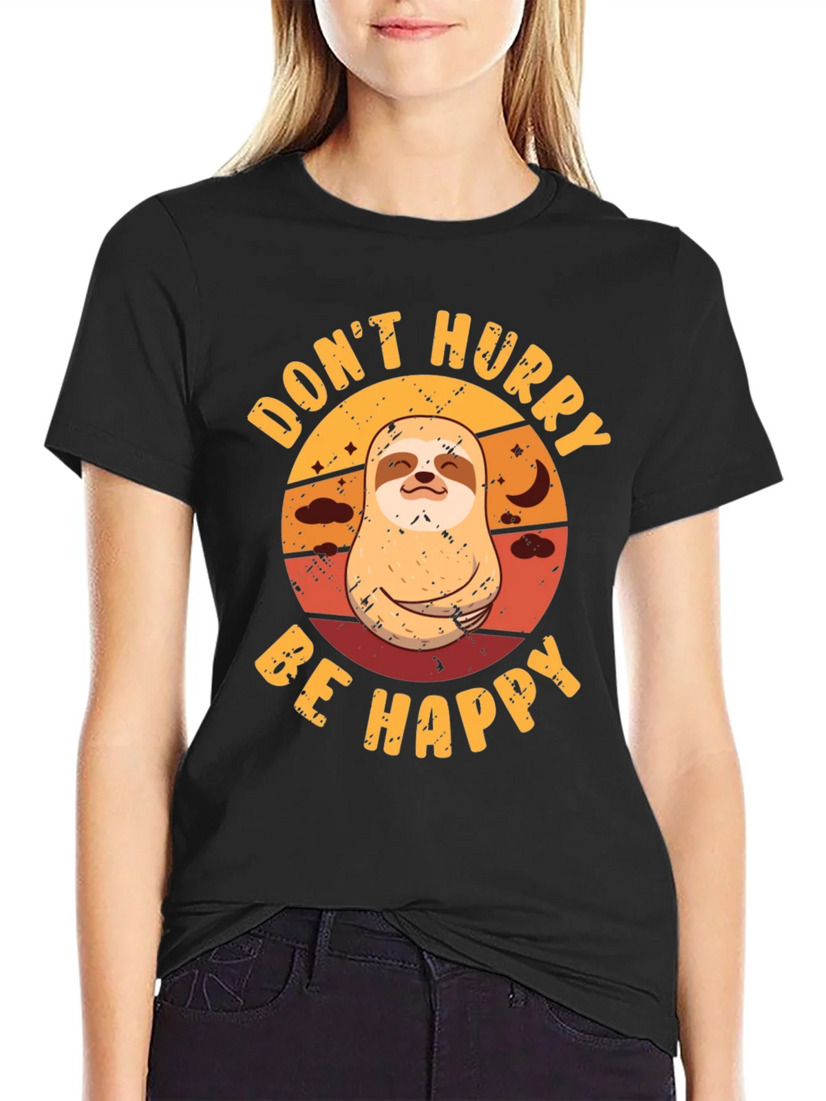 Dont Hurry Be Happy Sloth Graphic Tee product image 2