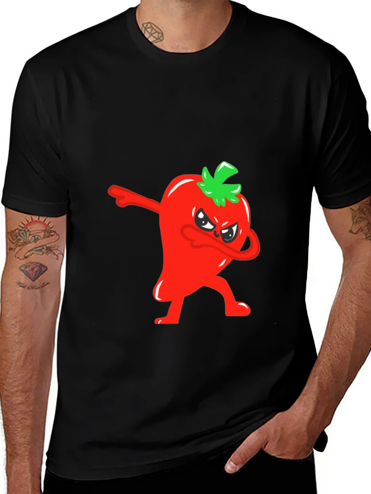 Dabbing Red Pepper Graphic Tee - Mens Black T-Shirt product image 1