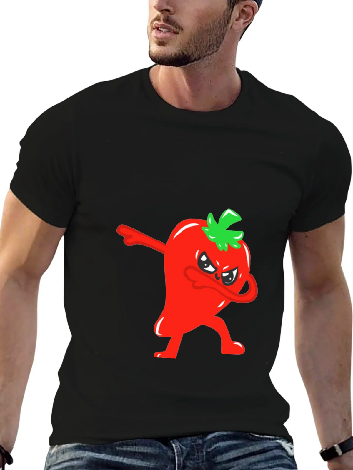 Dabbing Red Pepper Graphic Tee - Mens Black T-Shirt product image 5