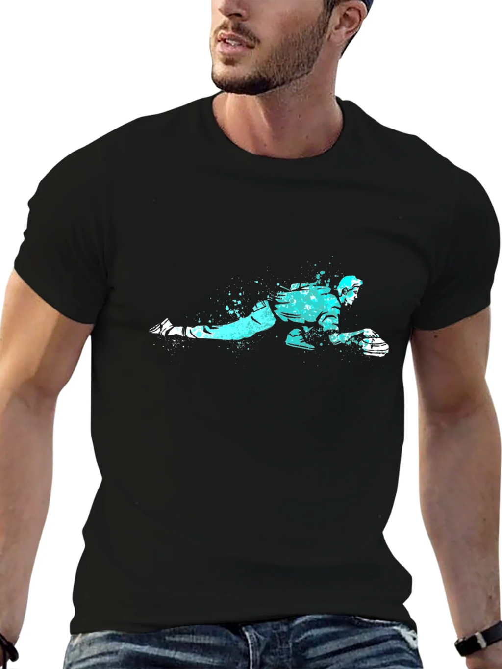 Curling Player Graphic Tee - Black product image 6
