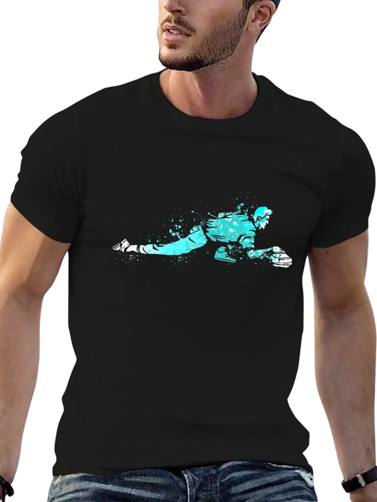 Curling Player Graphic Tee - Black product image 6