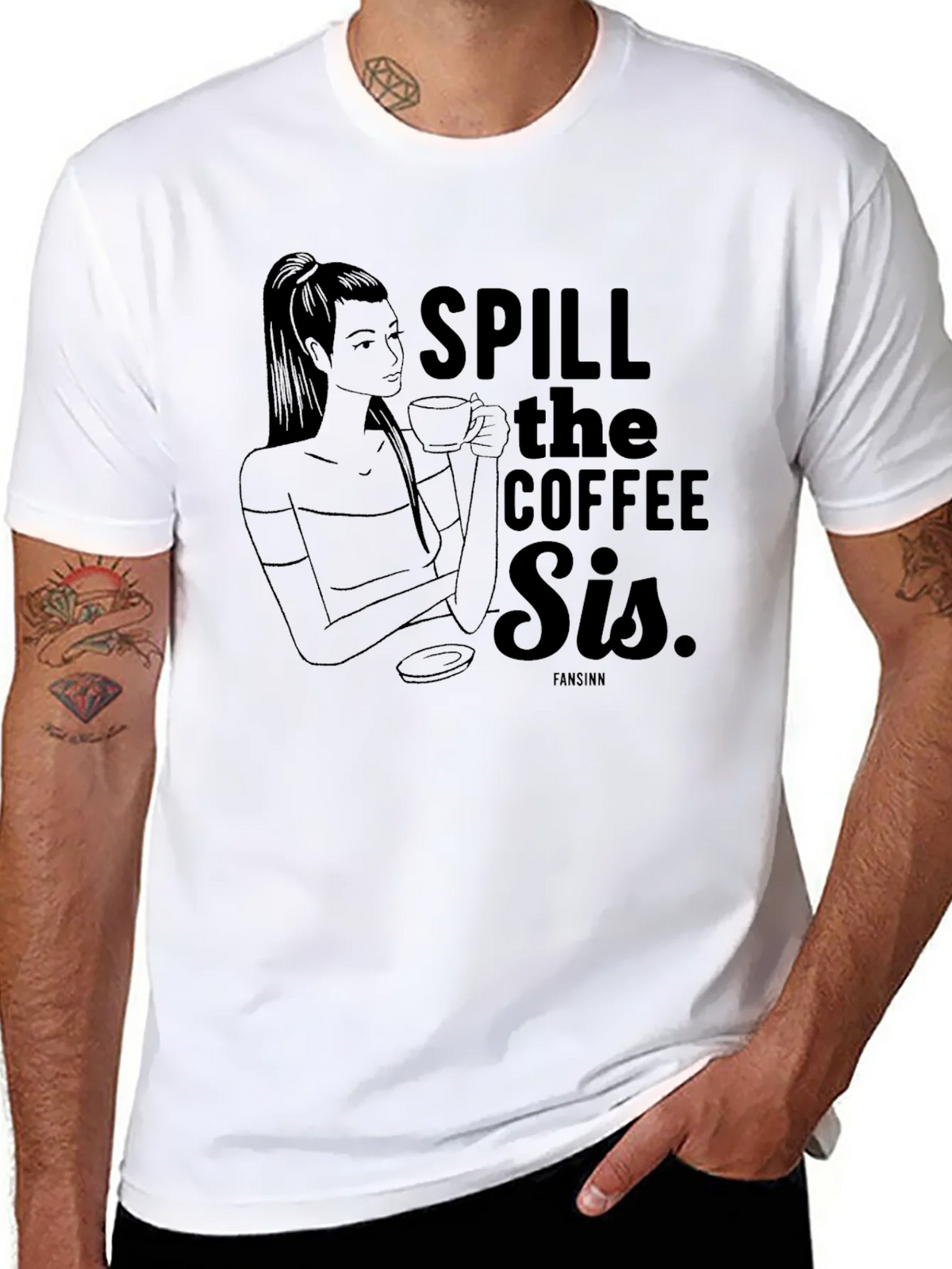 Spill the Coffee Sis Graphic Tee - Unisex Black T-Shirt product image 7