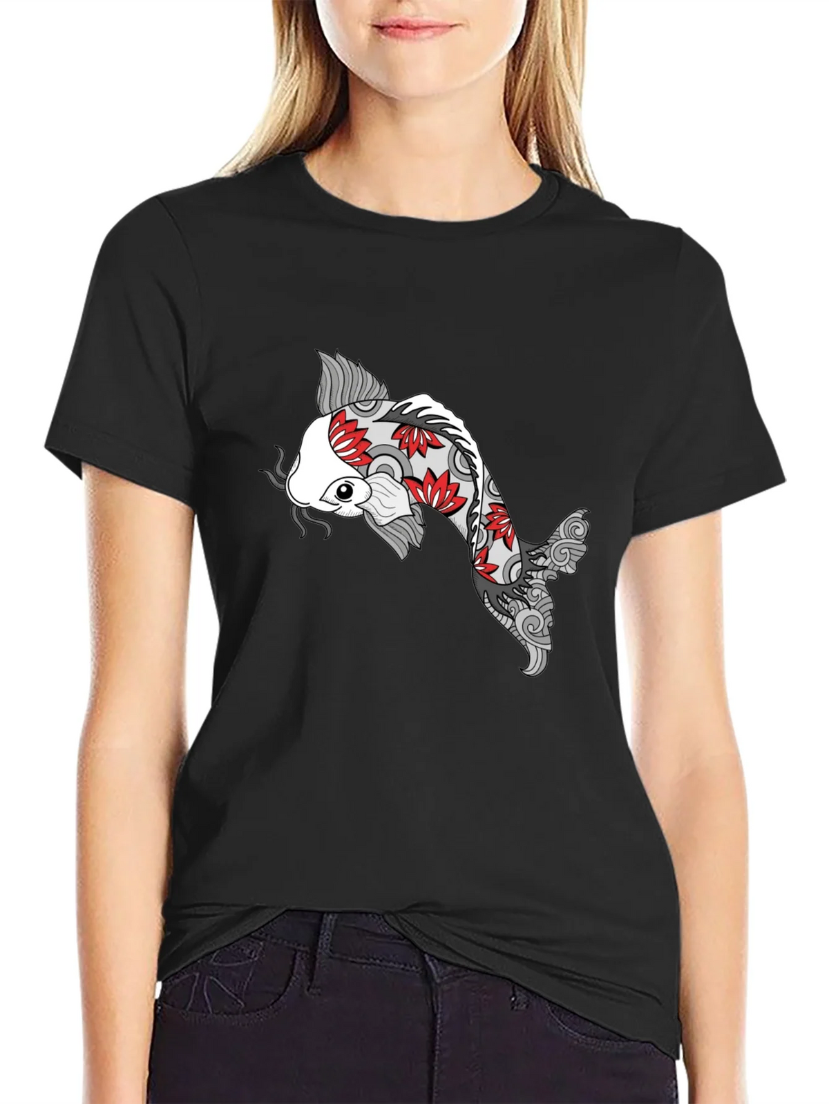 Koi Fish Graphic Black T-Shirt - Unique Design product image 2