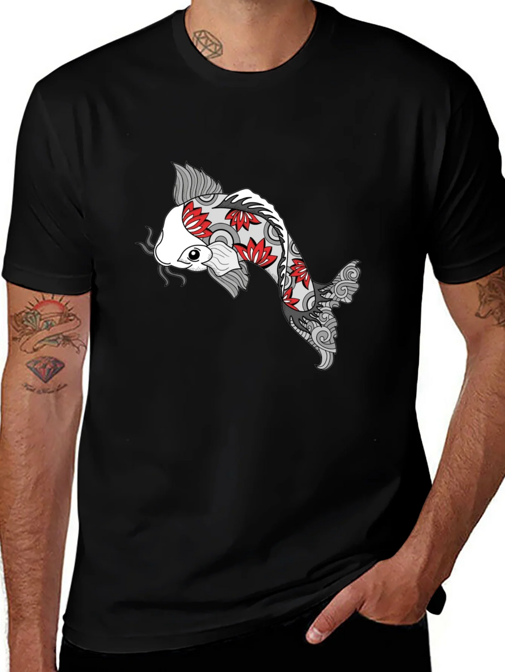 Koi Fish Graphic Black T-Shirt - Unique Design product image 1