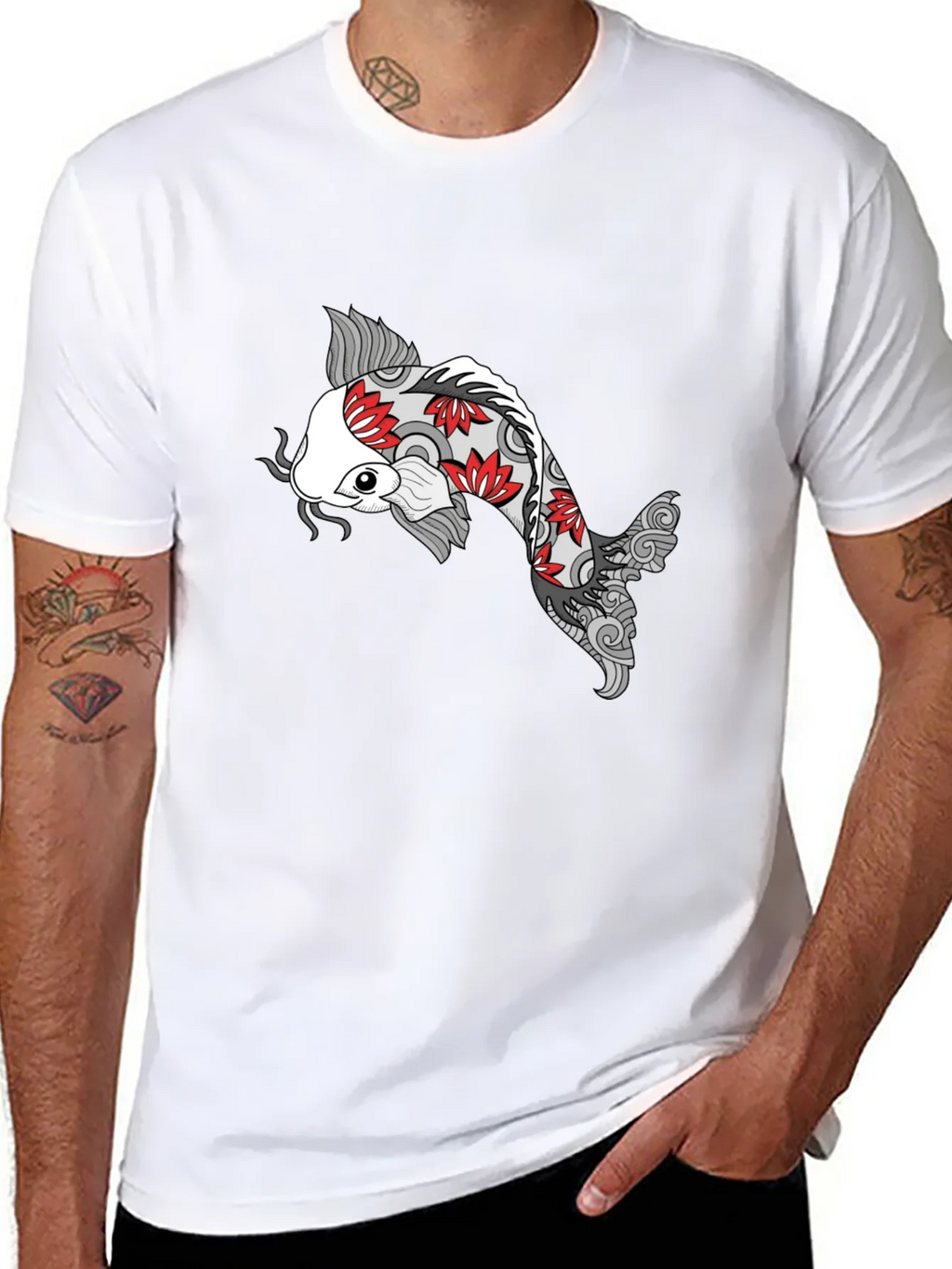 Koi Fish Graphic Black T-Shirt - Unique Design product image 7