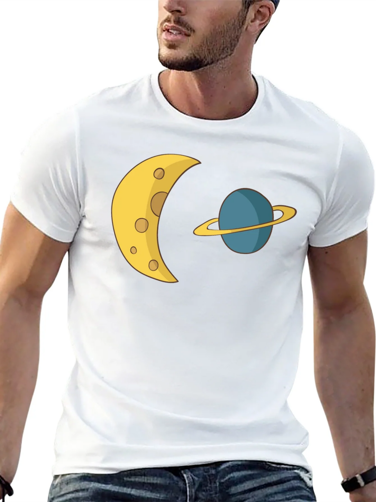 Cosmic Dream Tee: Moon & Planet Graphic T-Shirt product image 11