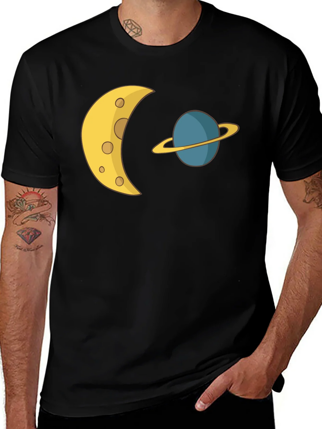 Cosmic Dream Tee: Moon & Planet Graphic T-Shirt product image 1
