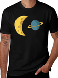 Cosmic Dream Tee: Moon & Planet Graphic T-Shirt product image 1