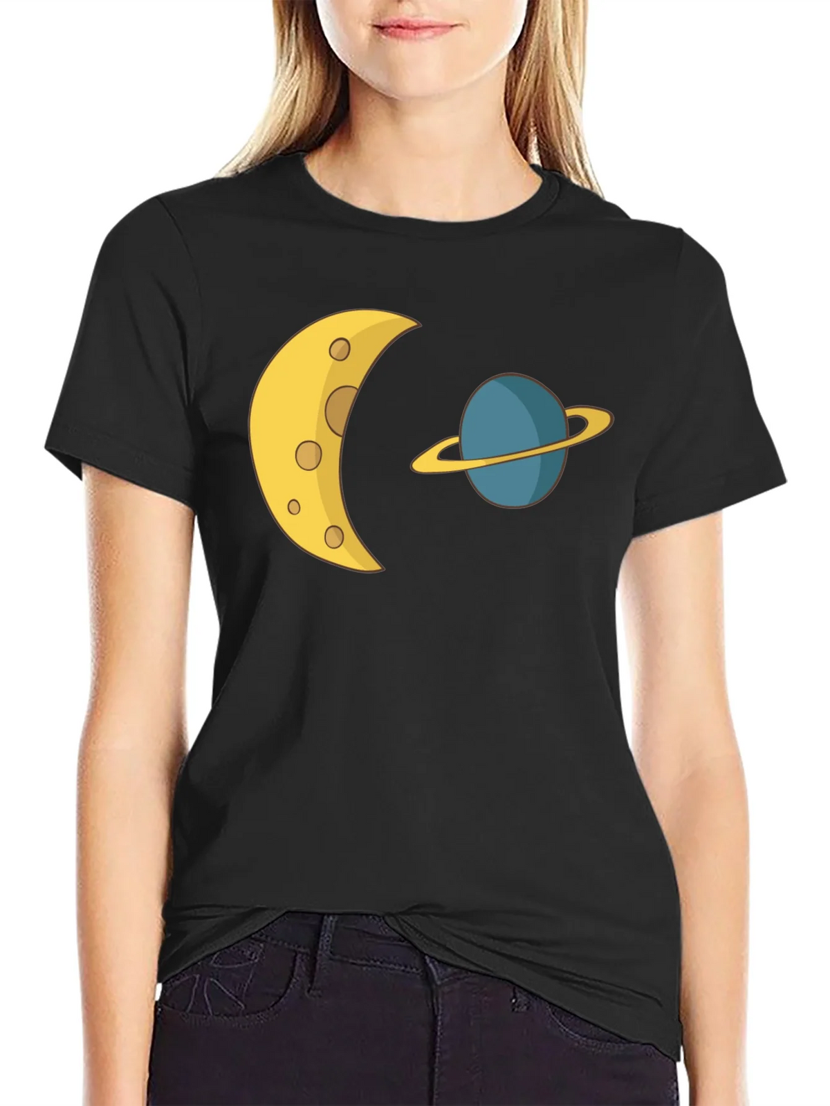 Cosmic Dream Tee: Moon & Planet Graphic T-Shirt product image 2