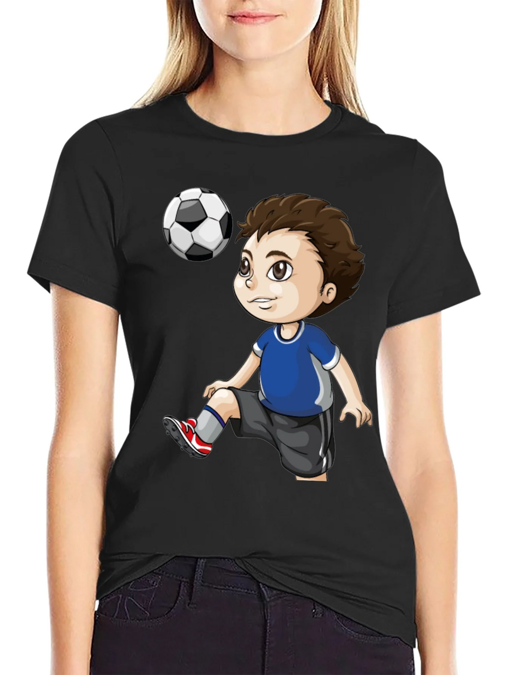 Soccer Kid Graphic T-Shirt - Black Cotton Tee product image 2