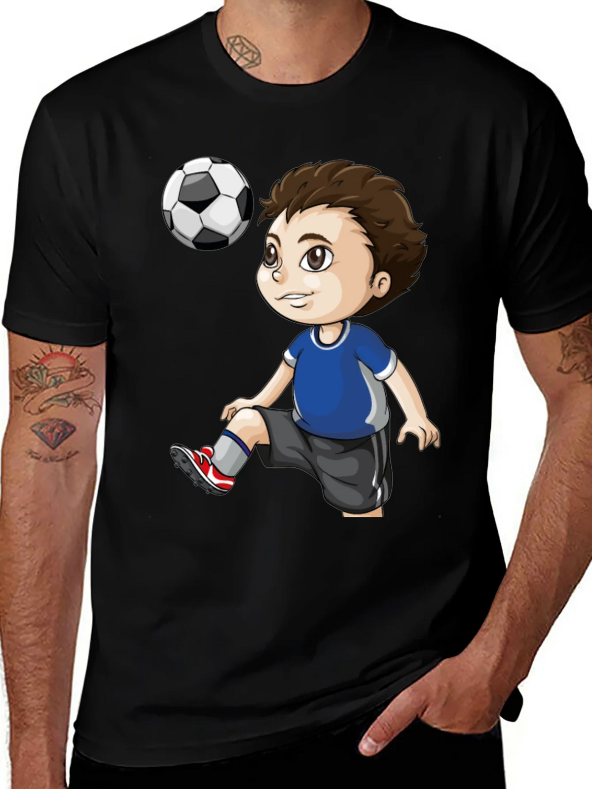 Soccer Kid Graphic T-Shirt - Black Cotton Tee product image 1