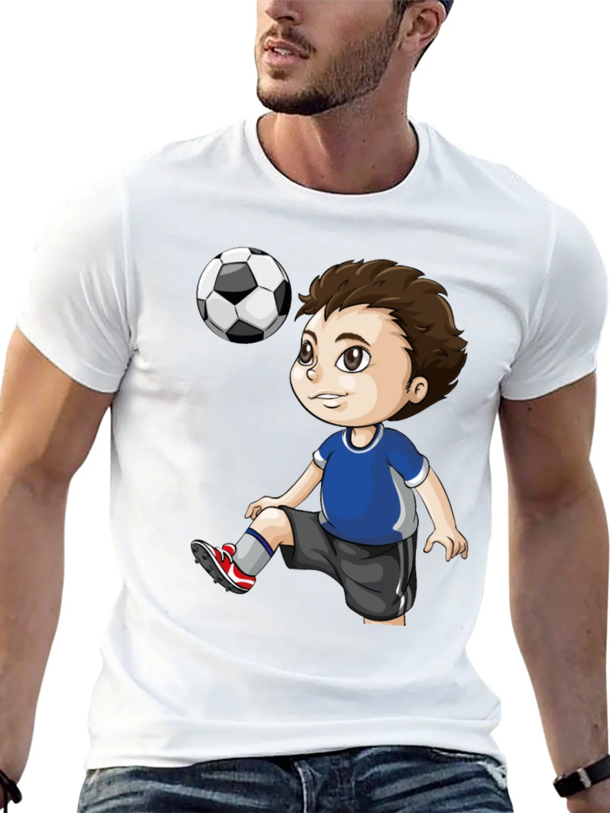 Soccer Kid Graphic T-Shirt - Black Cotton Tee product image 12