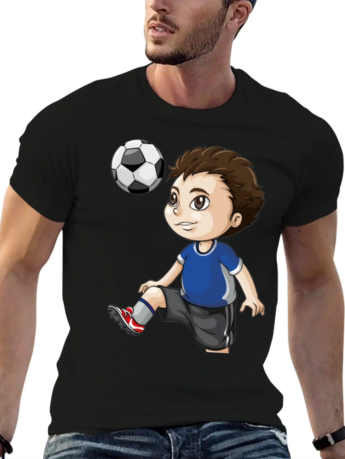 Soccer Kid Graphic T-Shirt - Black Cotton Tee product image 6