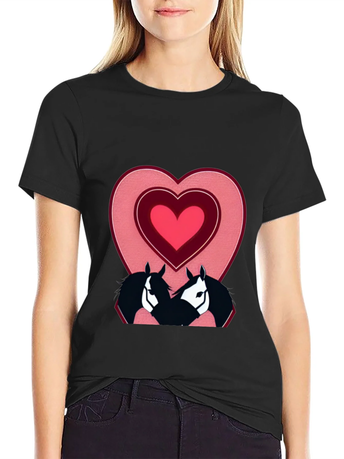 Horse Lovers T-Shirt with Heart Design product image 2
