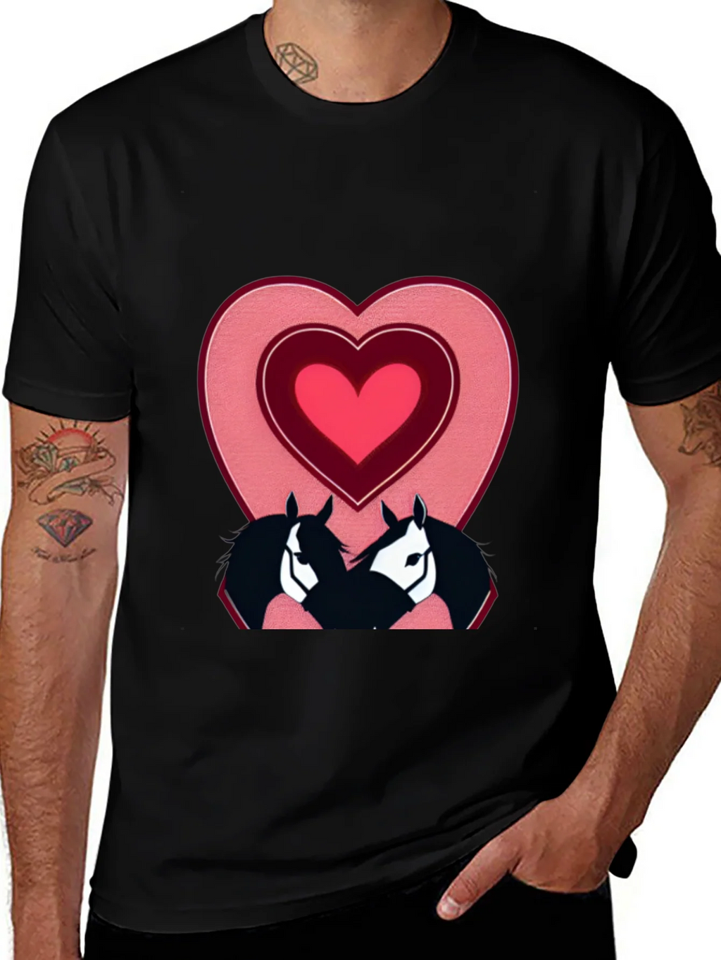 Horse Lovers T-Shirt with Heart Design product image 1