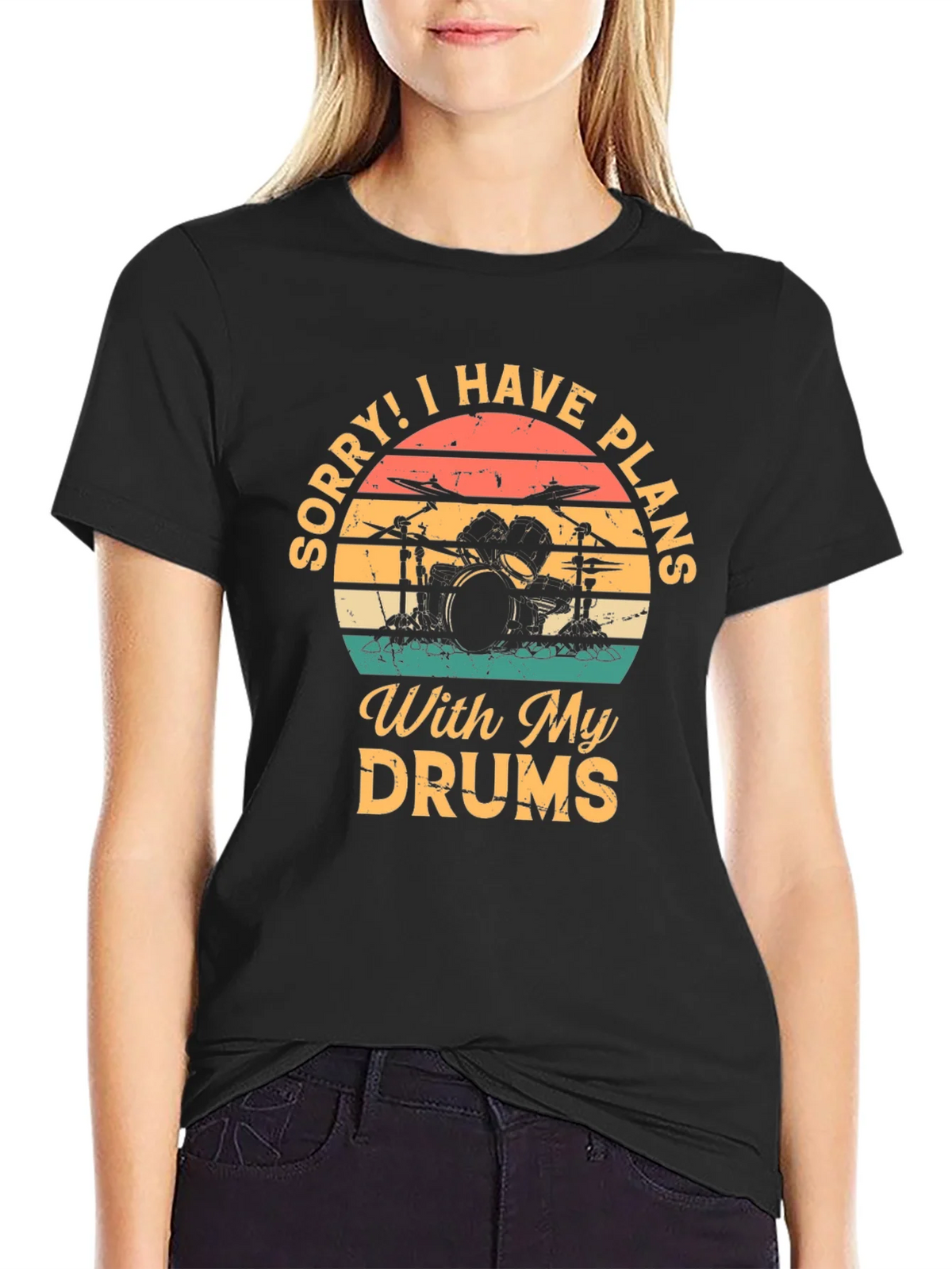Drummer Plans T-Shirt: Sorry I Have With My Drums product image 2