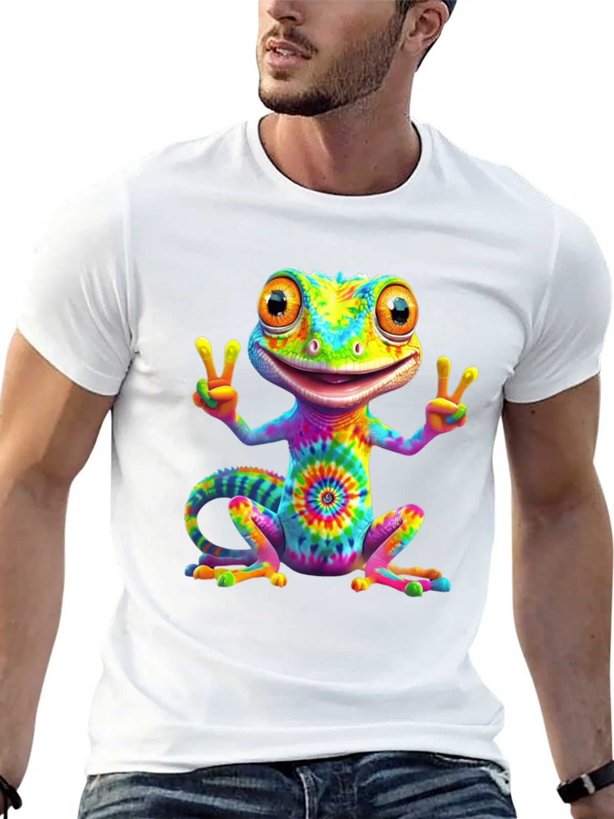 Tie-Dye Gecko Peace Sign T-Shirt product image 8